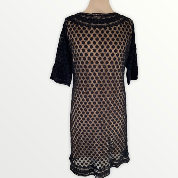 Max Studio Dresses & Skirts - Beige with black lace layer and lace 3/4 sleeves